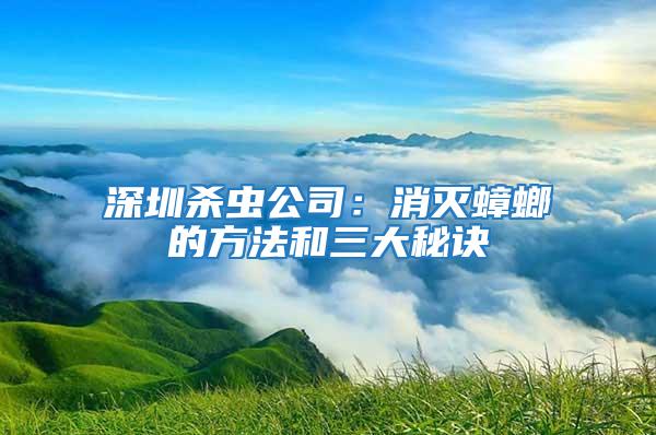深圳殺蟲(chóng)公司:消滅蟑螂的方法和三大秘訣