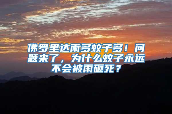 佛羅里達(dá)雨多蚊子多!問題來了,為什么蚊子永遠(yuǎn)不會(huì)被雨砸死?